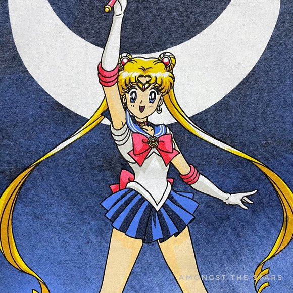 Sailor Moon Blue Grey Crewneck Men's T-Shirt - Picture 2 of 5